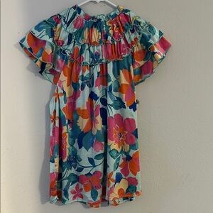 Floral Ruffle Dress with Multicolor Design